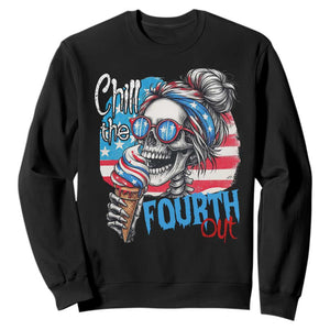Funny Chill The Fourth Out 4th Of July Sweatshirt Patriotic Skeleton Popsicle US Flag TS11 Black Print Your Wear
