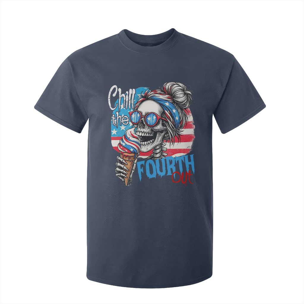 Funny Chill The Fourth Out 4th Of July T Shirt For Kid Patriotic Skeleton Popsicle US Flag TS11 Navy Print Your Wear