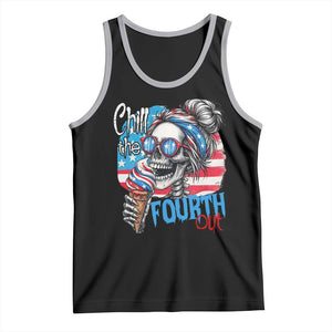 Funny Chill The Fourth Out 4th Of July Tank Top Patriotic Skeleton Popsicle US Flag TS11 Black Athletic Heather Print Your Wear