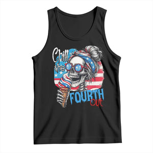 Funny Chill The Fourth Out 4th Of July Tank Top Patriotic Skeleton Popsicle US Flag TS11 Black Print Your Wear