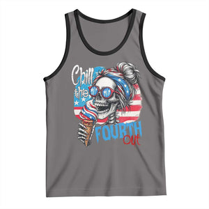 Funny Chill The Fourth Out 4th Of July Tank Top Patriotic Skeleton Popsicle US Flag TS11 Deep Heather Black Print Your Wear