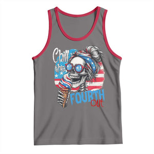 Funny Chill The Fourth Out 4th Of July Tank Top Patriotic Skeleton Popsicle US Flag TS11 Deep Heather Red Print Your Wear