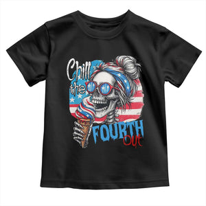 Funny Chill The Fourth Out 4th Of July Toddler T Shirt Patriotic Skeleton Popsicle US Flag TS11 Black Print Your Wear