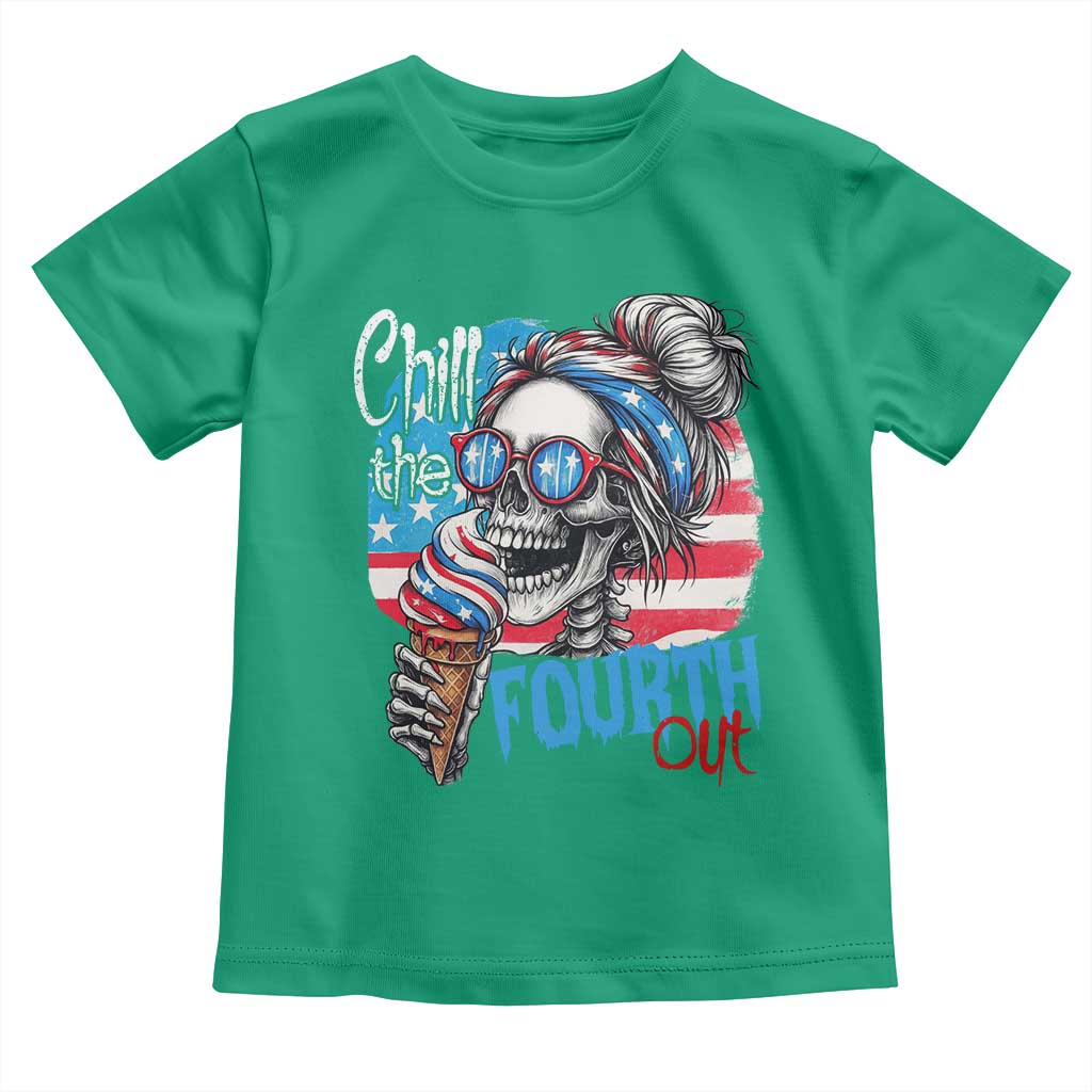 Funny Chill The Fourth Out 4th Of July Toddler T Shirt Patriotic Skeleton Popsicle US Flag TS11 Irish Green Print Your Wear