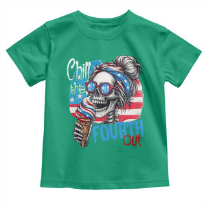 Funny Chill The Fourth Out 4th Of July Toddler T Shirt Patriotic Skeleton Popsicle US Flag TS11 Irish Green Print Your Wear