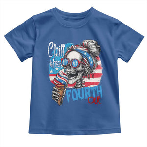 Funny Chill The Fourth Out 4th Of July Toddler T Shirt Patriotic Skeleton Popsicle US Flag TS11 Royal Blue Print Your Wear