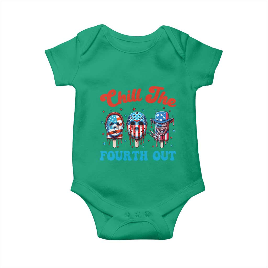 Funny Chill The Fourth Out Baby Onesie 4th of July Horror Movie Popsicle Mask USA Flag TS11 Irish Green Print Your Wear