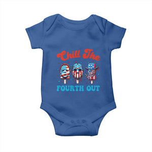 Funny Chill The Fourth Out Baby Onesie 4th of July Horror Movie Popsicle Mask USA Flag TS11 Royal Blue Print Your Wear