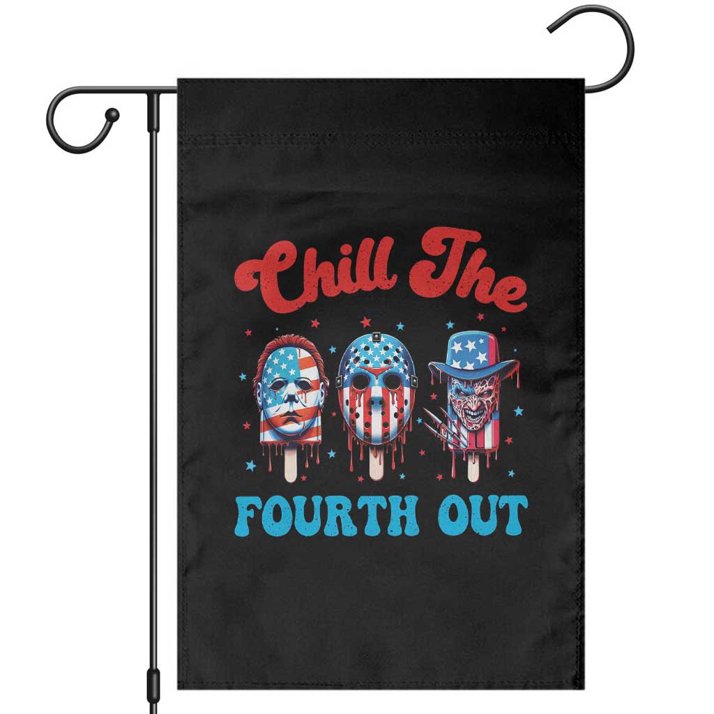 Funny Chill The Fourth Out Garden Flag 4th of July Horror Movie Popsicle Mask USA Flag TS11 Black Print Your Wear