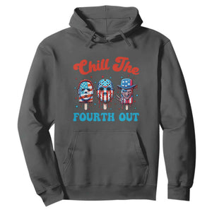 Funny Chill The Fourth Out Hoodie 4th of July Horror Movie Popsicle Mask USA Flag TS11 Dark Heather Print Your Wear