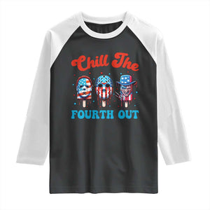 Funny Chill The Fourth Out Raglan Shirt 4th of July Horror Movie Popsicle Mask USA Flag TS11 Black White Print Your Wear