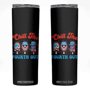 Funny Chill The Fourth Out Skinny Tumbler 4th of July Horror Movie Popsicle Mask USA Flag TS11 Black Print Your Wear