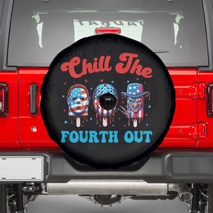 Funny Chill The Fourth Out Spare Tire Cover 4th of July Horror Movie Popsicle Mask USA Flag TS11 Black Print Your Wear
