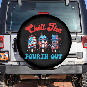 Funny Chill The Fourth Out Spare Tire Cover 4th of July Horror Movie Popsicle Mask USA Flag TS11 No hole Black Print Your Wear