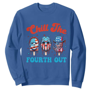 Funny Chill The Fourth Out Sweatshirt 4th of July Horror Movie Popsicle Mask USA Flag TS11 Royal Blue Print Your Wear