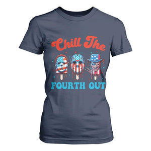 Funny Chill The Fourth Out T Shirt For Women 4th of July Horror Movie Popsicle Mask USA Flag TS11 Navy Print Your Wear