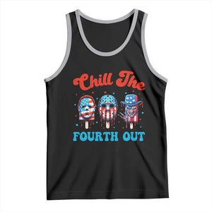 Funny Chill The Fourth Out Tank Top 4th of July Horror Movie Popsicle Mask USA Flag TS11 Black Athletic Heather Print Your Wear
