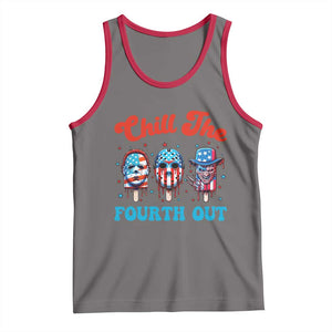 Funny Chill The Fourth Out Tank Top 4th of July Horror Movie Popsicle Mask USA Flag TS11 Deep Heather Red Print Your Wear