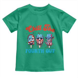 Funny Chill The Fourth Out Toddler T Shirt 4th of July Horror Movie Popsicle Mask USA Flag TS11 Irish Green Print Your Wear
