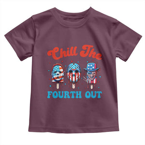 Funny Chill The Fourth Out Toddler T Shirt 4th of July Horror Movie Popsicle Mask USA Flag TS11 Maroon Print Your Wear