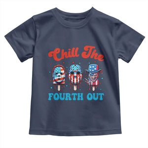 Funny Chill The Fourth Out Toddler T Shirt 4th of July Horror Movie Popsicle Mask USA Flag TS11 Navy Print Your Wear