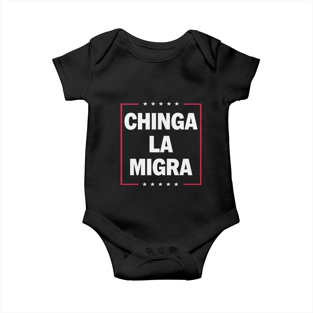 Funny Chinga La Migra Baby Onesie Star Stripes TS11 Black Print Your Wear