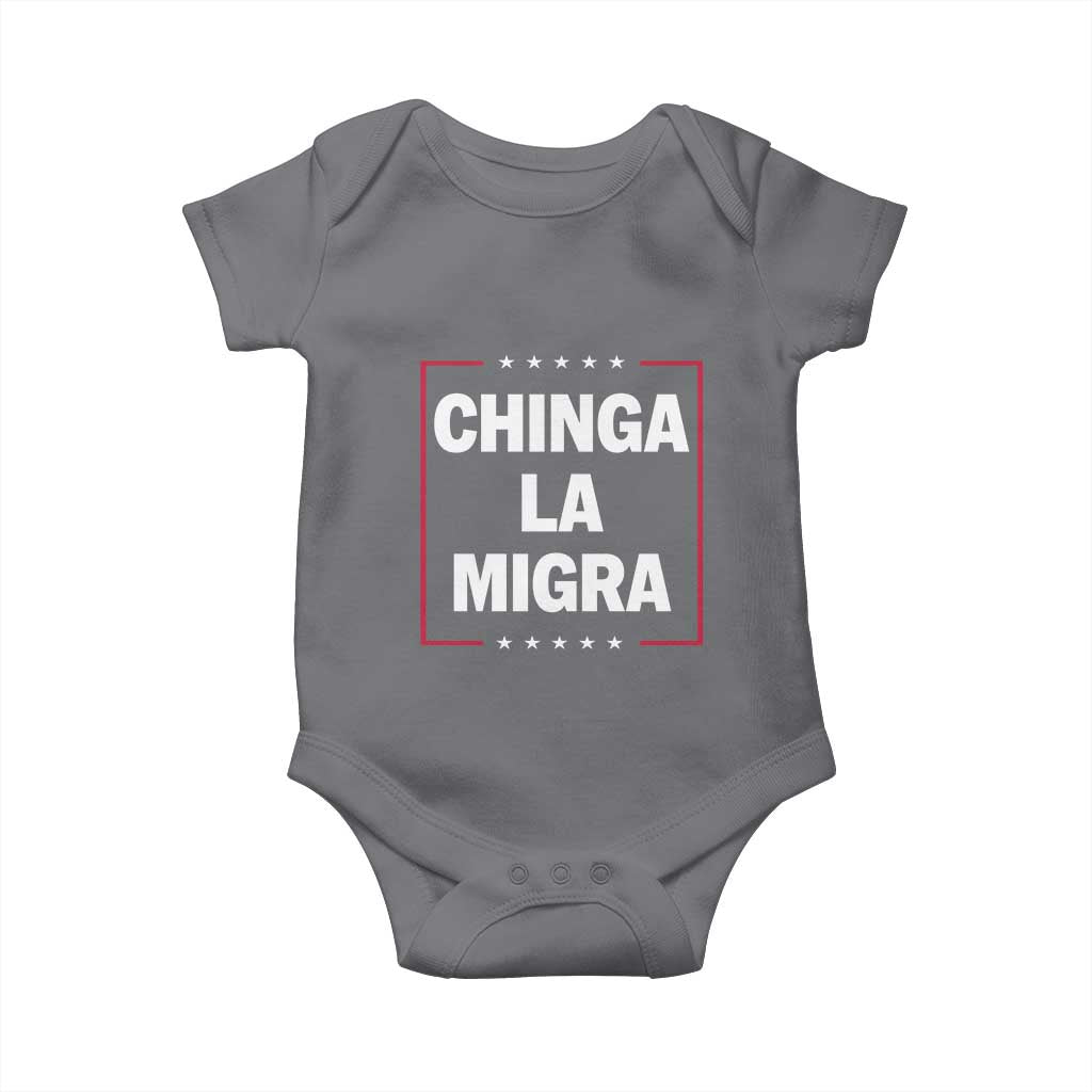 Funny Chinga La Migra Baby Onesie Star Stripes TS11 Charcoal Print Your Wear