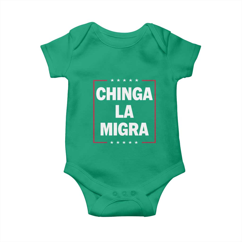 Funny Chinga La Migra Baby Onesie Star Stripes TS11 Irish Green Print Your Wear