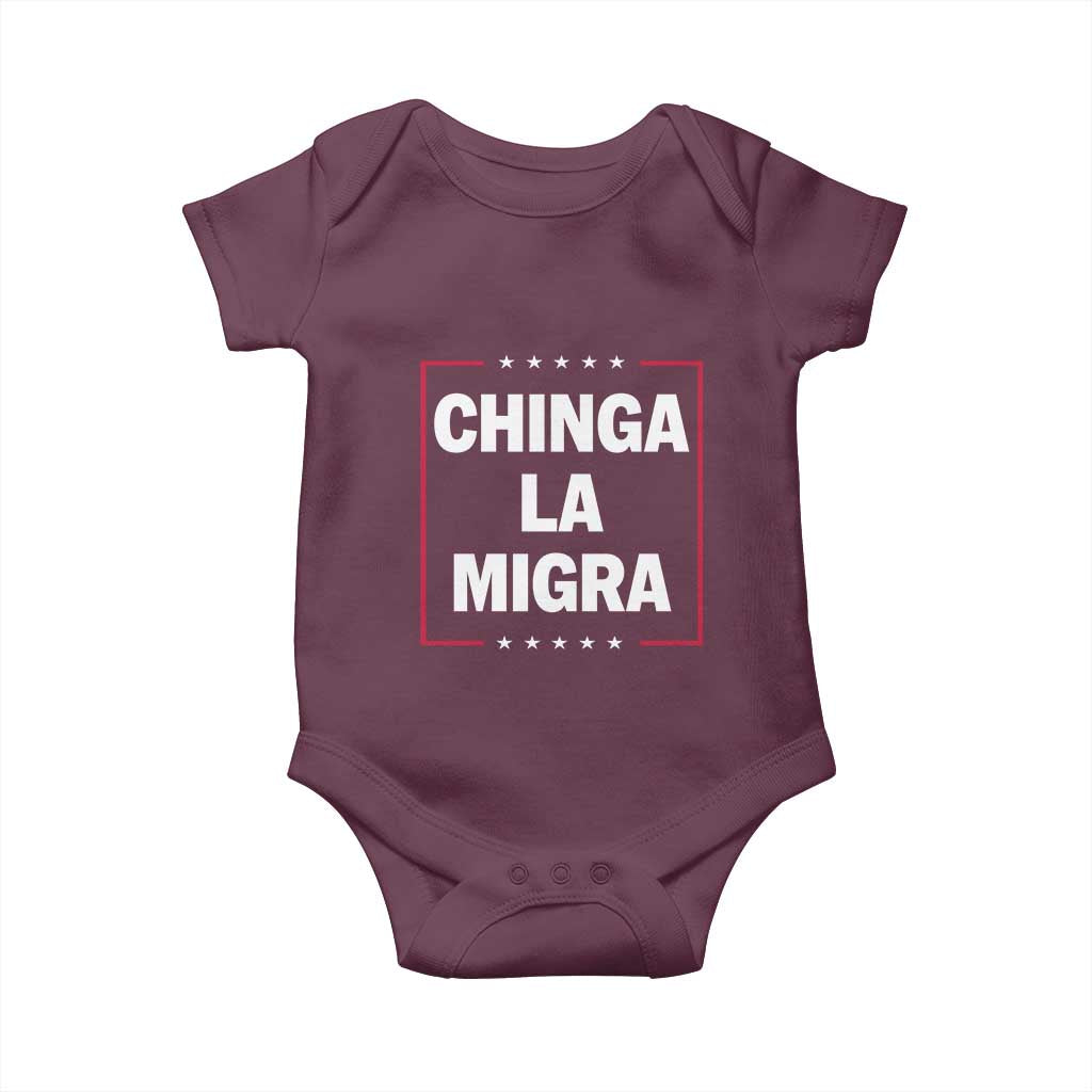 Funny Chinga La Migra Baby Onesie Star Stripes TS11 Maroon Print Your Wear