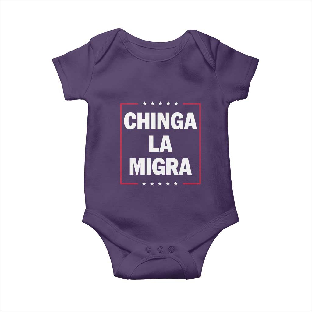Funny Chinga La Migra Baby Onesie Star Stripes TS11 Purple Print Your Wear