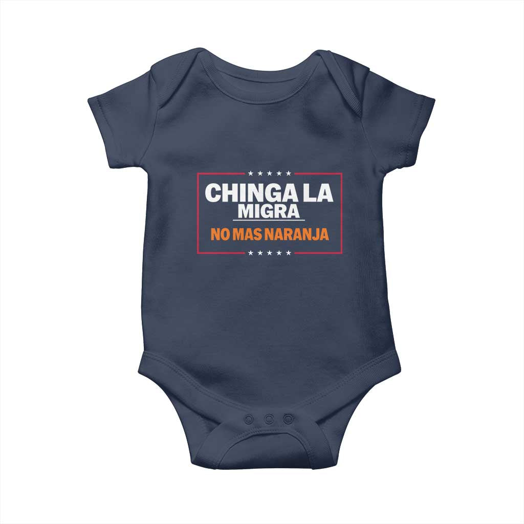Funny Chinga La Migra No Mas Naranja Baby Onesie Star Stripes TS11 Navy Print Your Wear