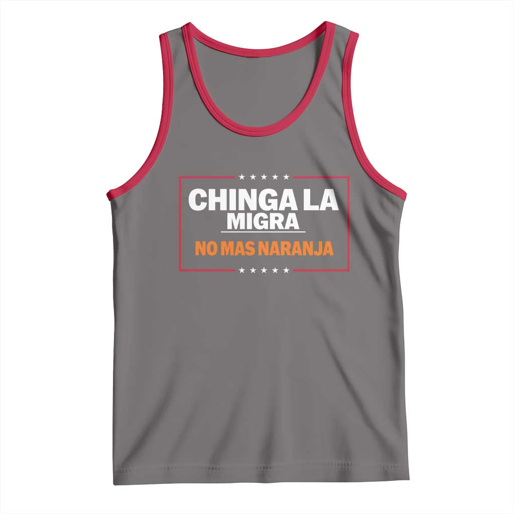 Funny Chinga La Migra No Mas Naranja Tank Top Star Stripes TS11 Deep Heather Red Print Your Wear