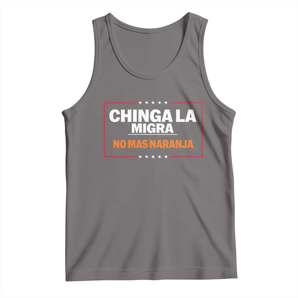 Funny Chinga La Migra No Mas Naranja Tank Top Star Stripes TS11 Deep Heather Print Your Wear
