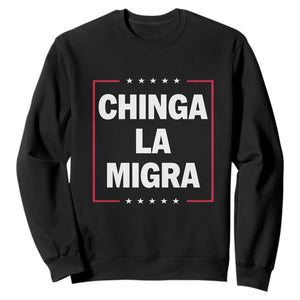Funny Chinga La Migra Sweatshirt Star Stripes TS11 Black Print Your Wear