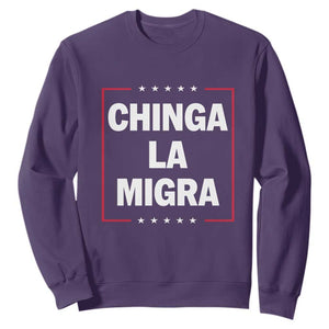 Funny Chinga La Migra Sweatshirt Star Stripes TS11 Purple Print Your Wear