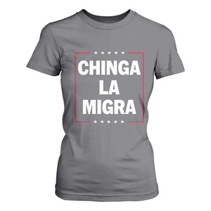 Funny Chinga La Migra T Shirt For Women Star Stripes TS11 Charcoal Print Your Wear