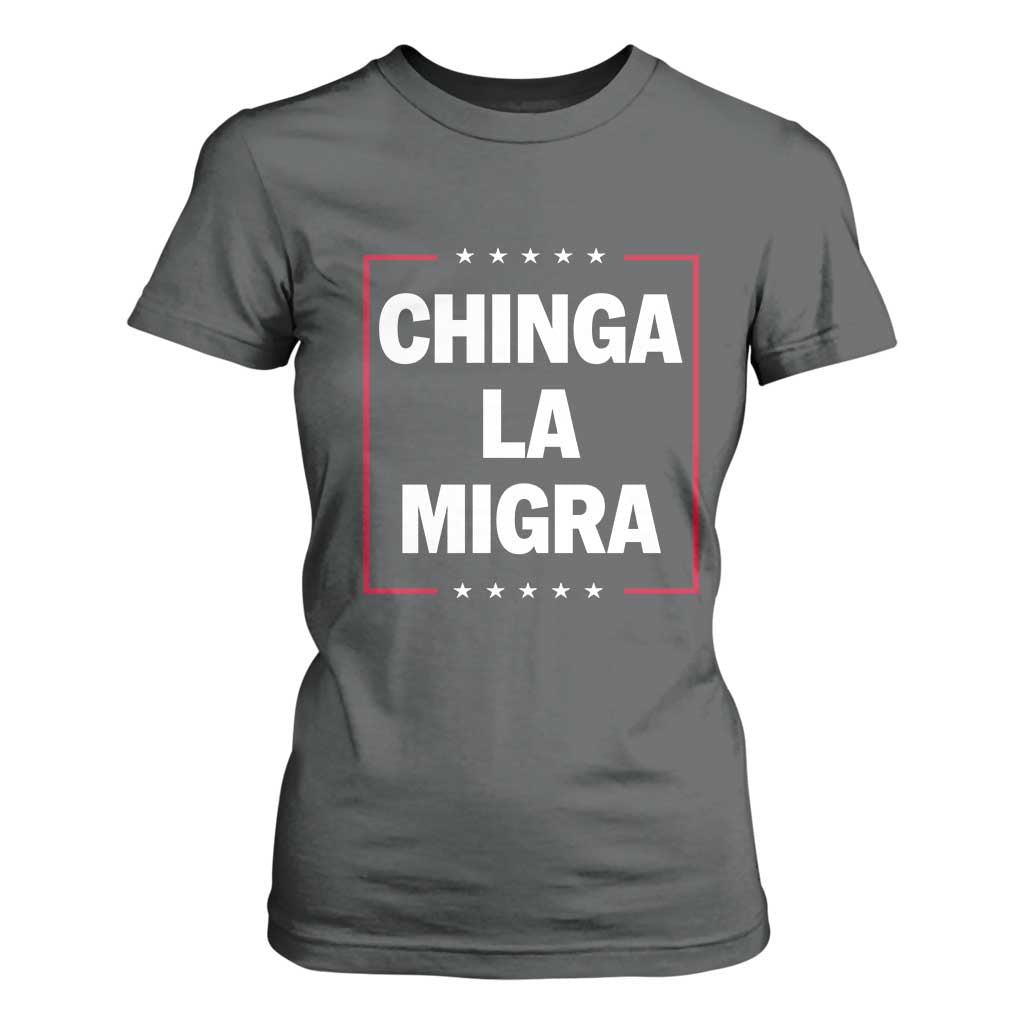 Funny Chinga La Migra T Shirt For Women Star Stripes TS11 Dark Heather Print Your Wear