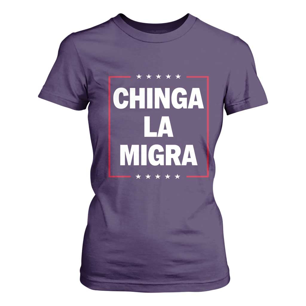 Funny Chinga La Migra T Shirt For Women Star Stripes TS11 Purple Print Your Wear