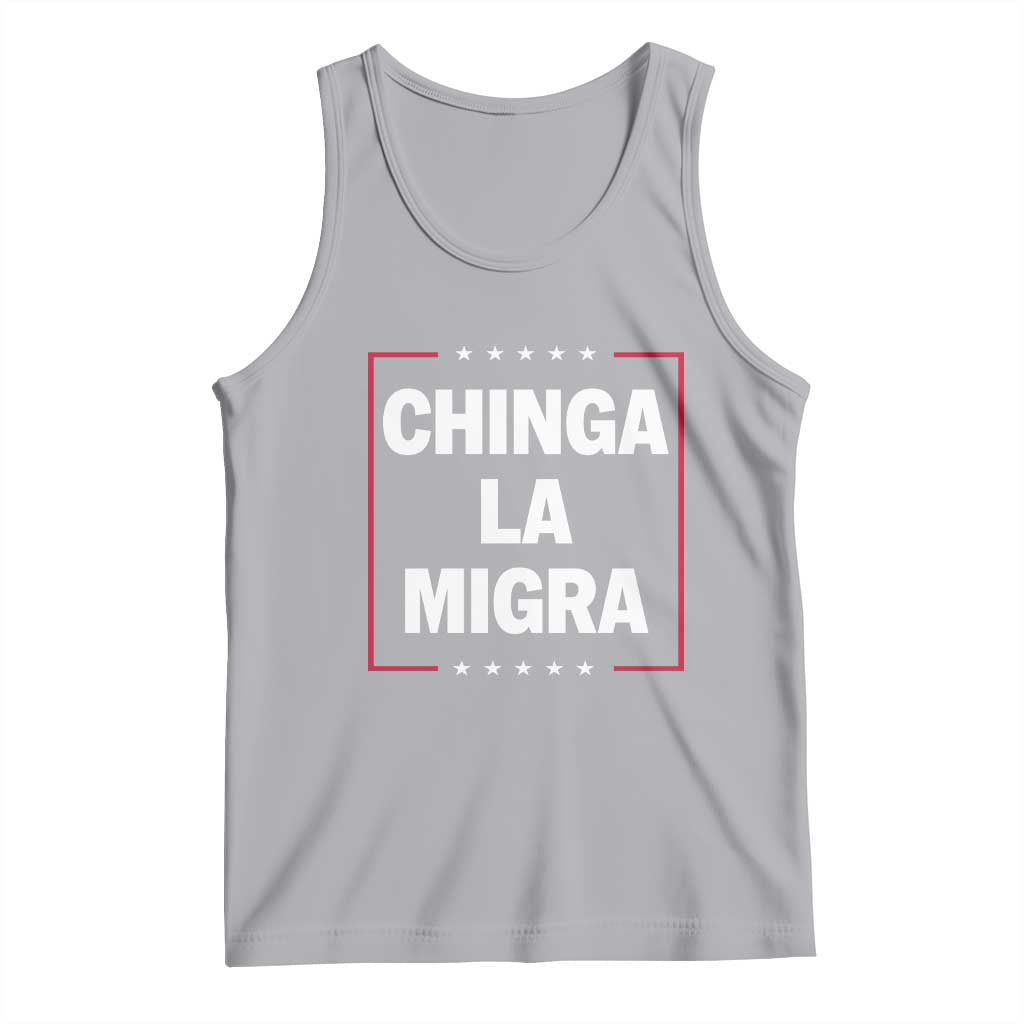Funny Chinga La Migra Tank Top Star Stripes TS11 Athletic Heather Print Your Wear