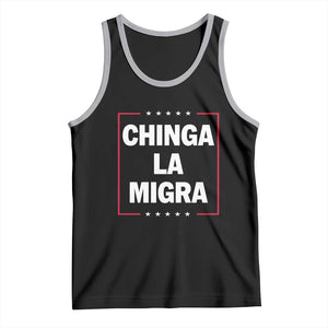 Funny Chinga La Migra Tank Top Star Stripes TS11 Black Athletic Heather Print Your Wear