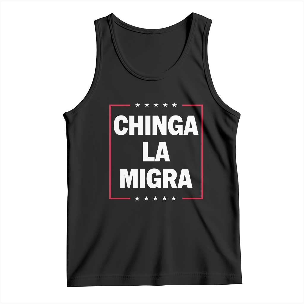 Funny Chinga La Migra Tank Top Star Stripes TS11 Black Print Your Wear