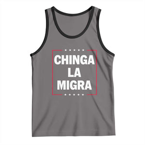 Funny Chinga La Migra Tank Top Star Stripes TS11 Deep Heather Black Print Your Wear
