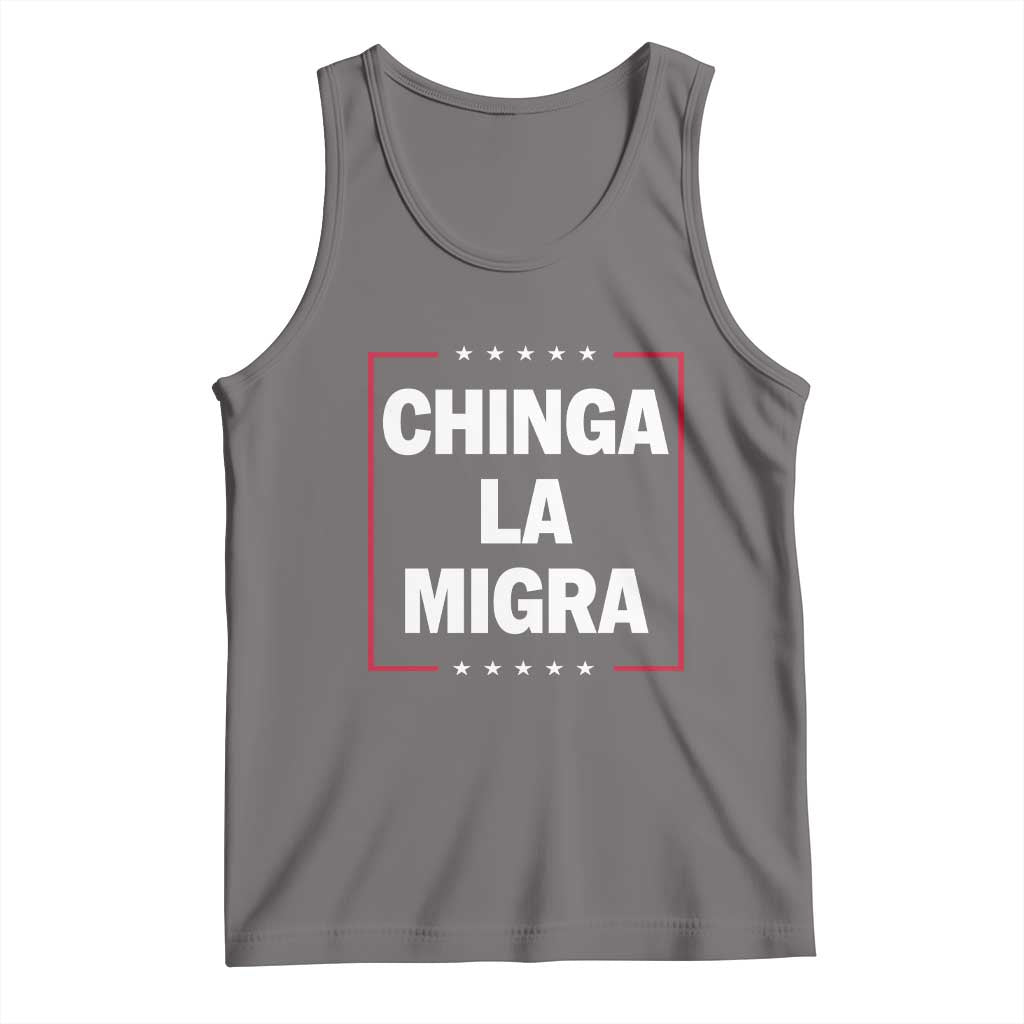 Funny Chinga La Migra Tank Top Star Stripes TS11 Deep Heather Print Your Wear