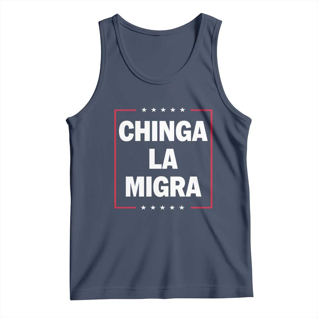 Funny Chinga La Migra Tank Top Star Stripes TS11 Navy Print Your Wear