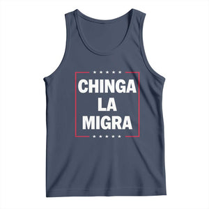 Funny Chinga La Migra Tank Top Star Stripes TS11 Navy Print Your Wear