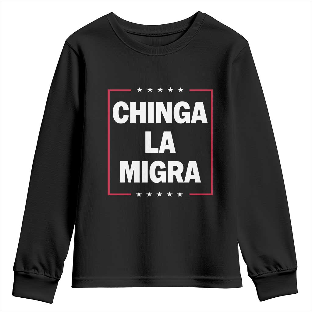 Funny Chinga La Migra Youth Sweatshirt Star Stripes TS11 Black Print Your Wear