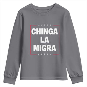 Funny Chinga La Migra Youth Sweatshirt Star Stripes TS11 Charcoal Print Your Wear