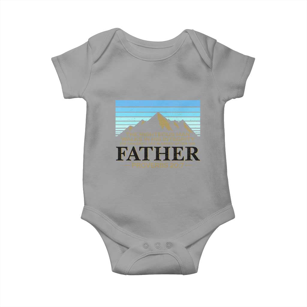 Funny Christian Father Baby Onesie The Righteous Man Walks In His Integrity Fathers Day TS11 Sport Gray Print Your Wear