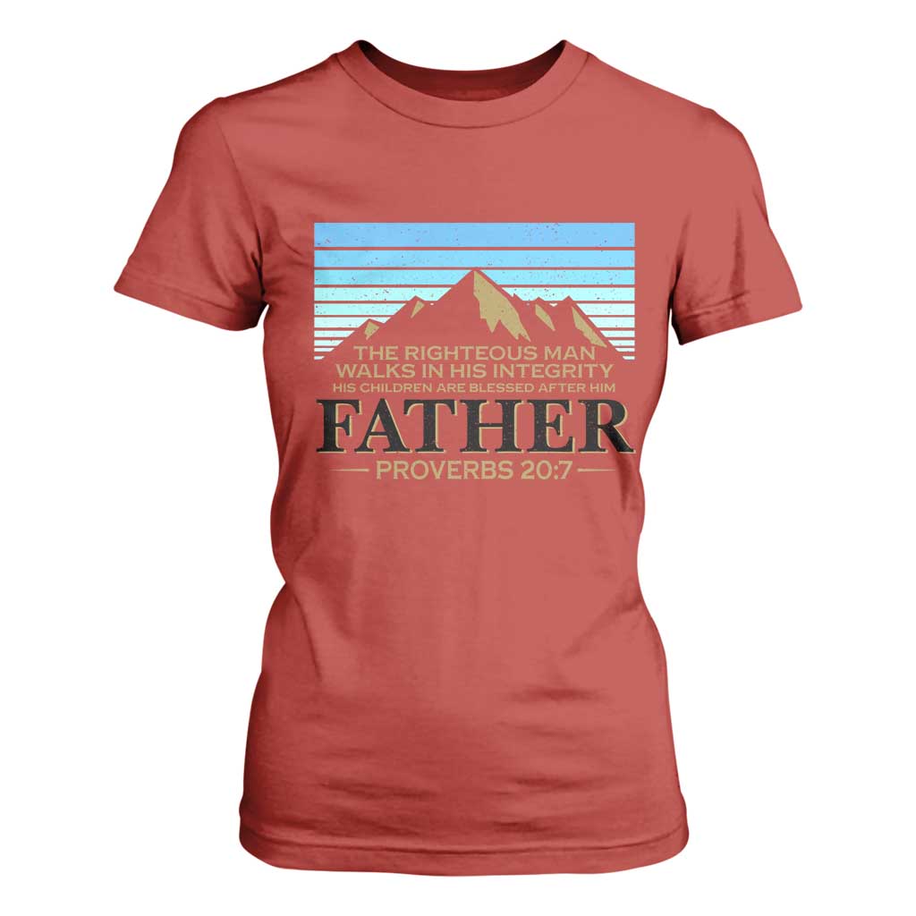 Funny Christian Father T Shirt For Women The Righteous Man Walks In His Integrity Fathers Day TS11 Red Print Your Wear