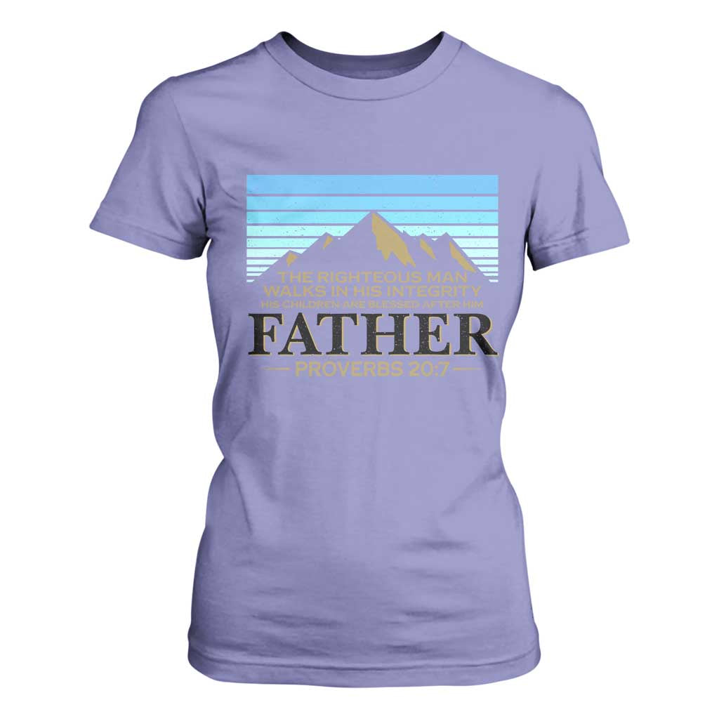 Funny Christian Father T Shirt For Women The Righteous Man Walks In His Integrity Fathers Day TS11 Violet Print Your Wear